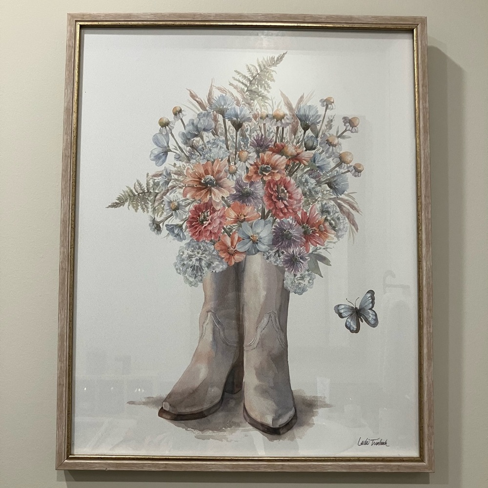 Wildflower Western III by Leslie Trimbach Floral Cowboy Boots Framed Art